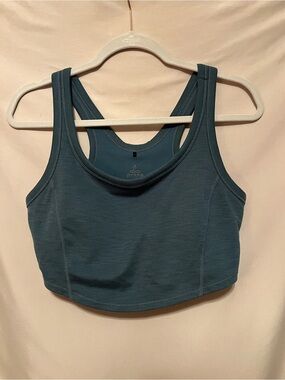 Prana Teal Ribbed Racerback Sports Crop Top